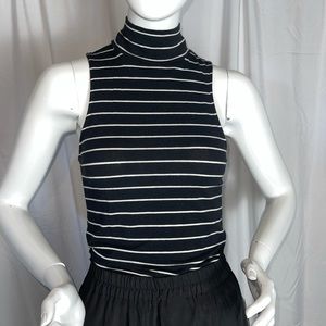 EXPRESS Sleeveless Mock Neck Striped Tank Top - S